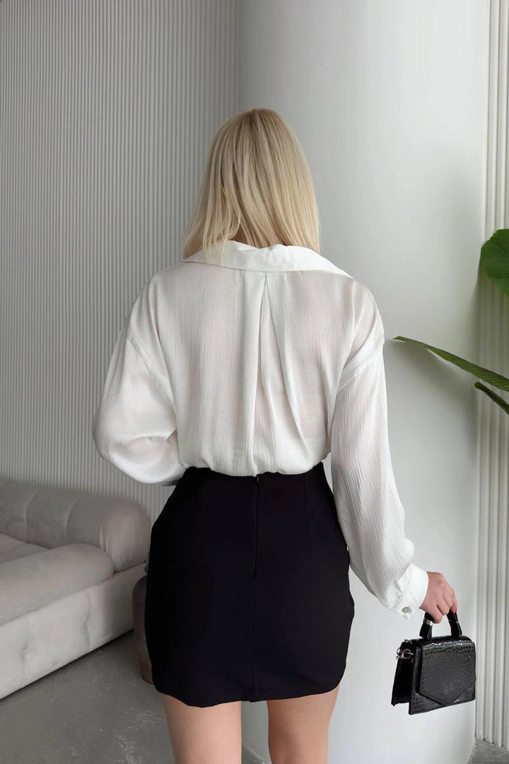 Black Front Ruched Knitted Skirt BCHN-2525222 - Dunstable