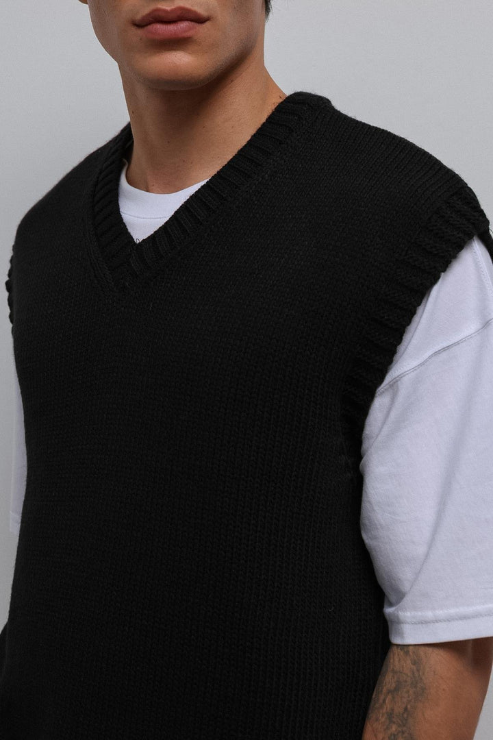 ANT Antioch Black Knitted Men's Sweater Vest - Sutton Coldfield