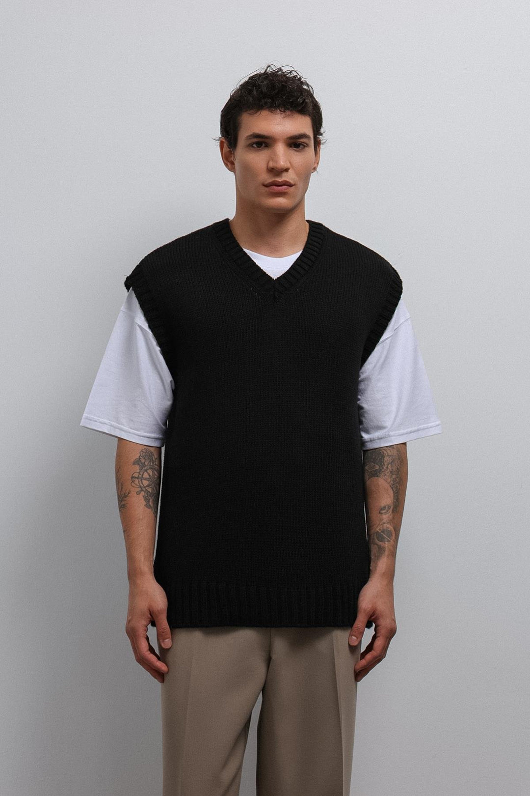 ANT Antioch Black Knitted Men's Sweater Vest - Sutton Coldfield