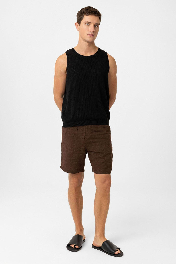 ANT Antioch Black Knitted Texture Men's Tank Top - Montpellier