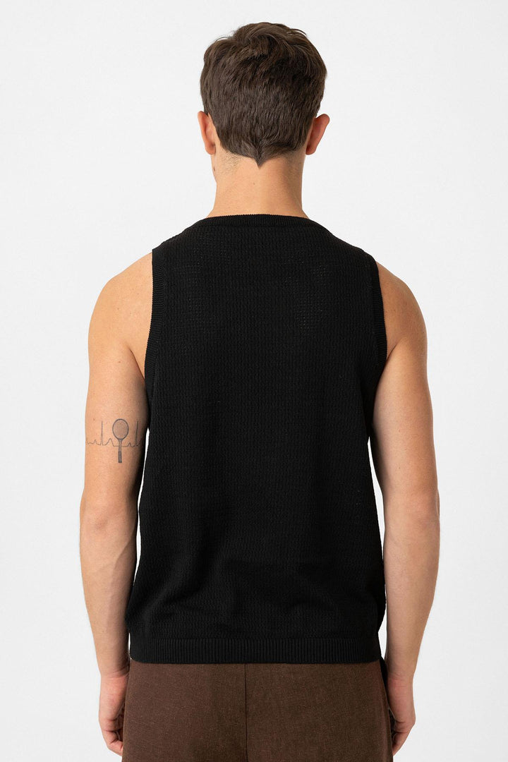 ANT Antioch Black Knitted Texture Men's Tank Top - Montpellier