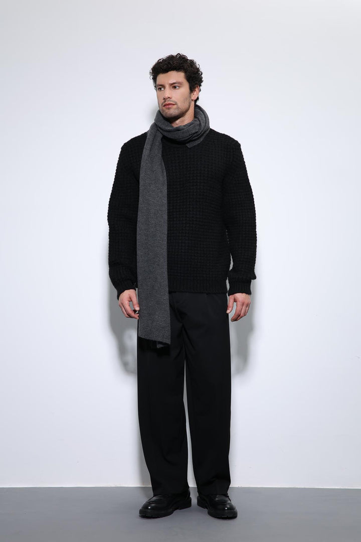 ANT Antioch Black Knitted Texture Men's Sweater - Mouscron