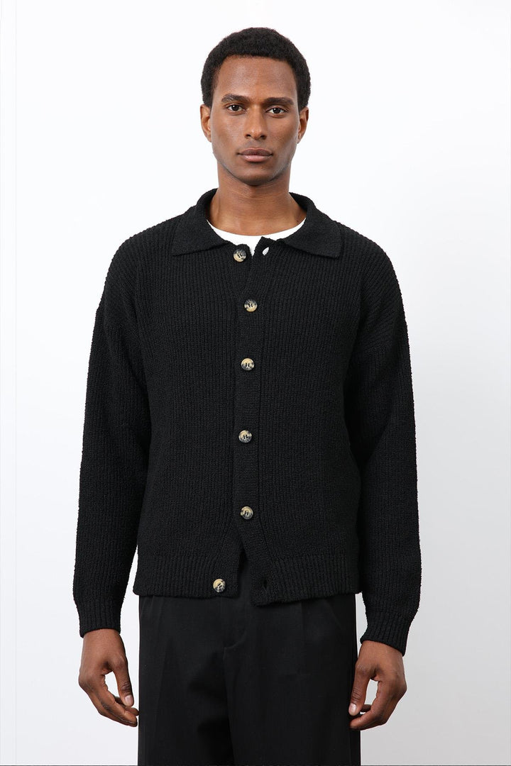 ANT Antioch Siyah Örme Triko Erkek Hırka - Leyland