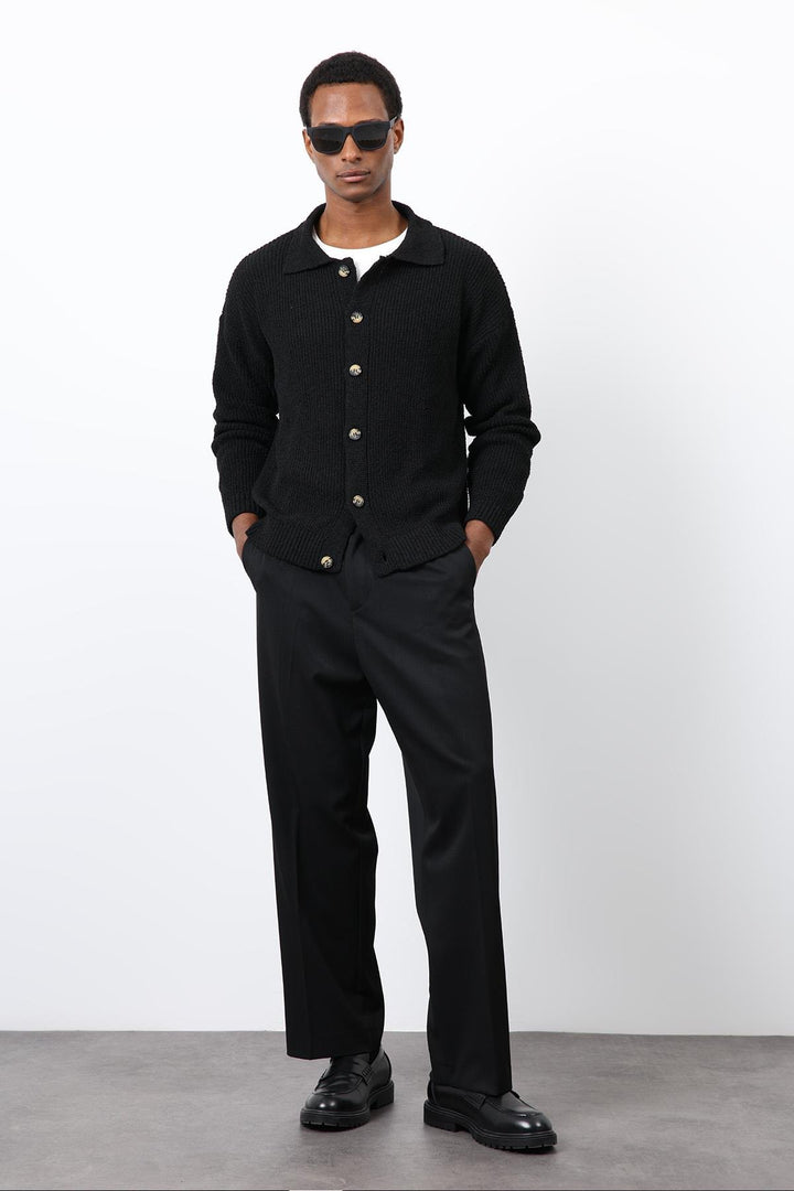 ANT Antioch Siyah Örme Triko Erkek Hırka - Leyland