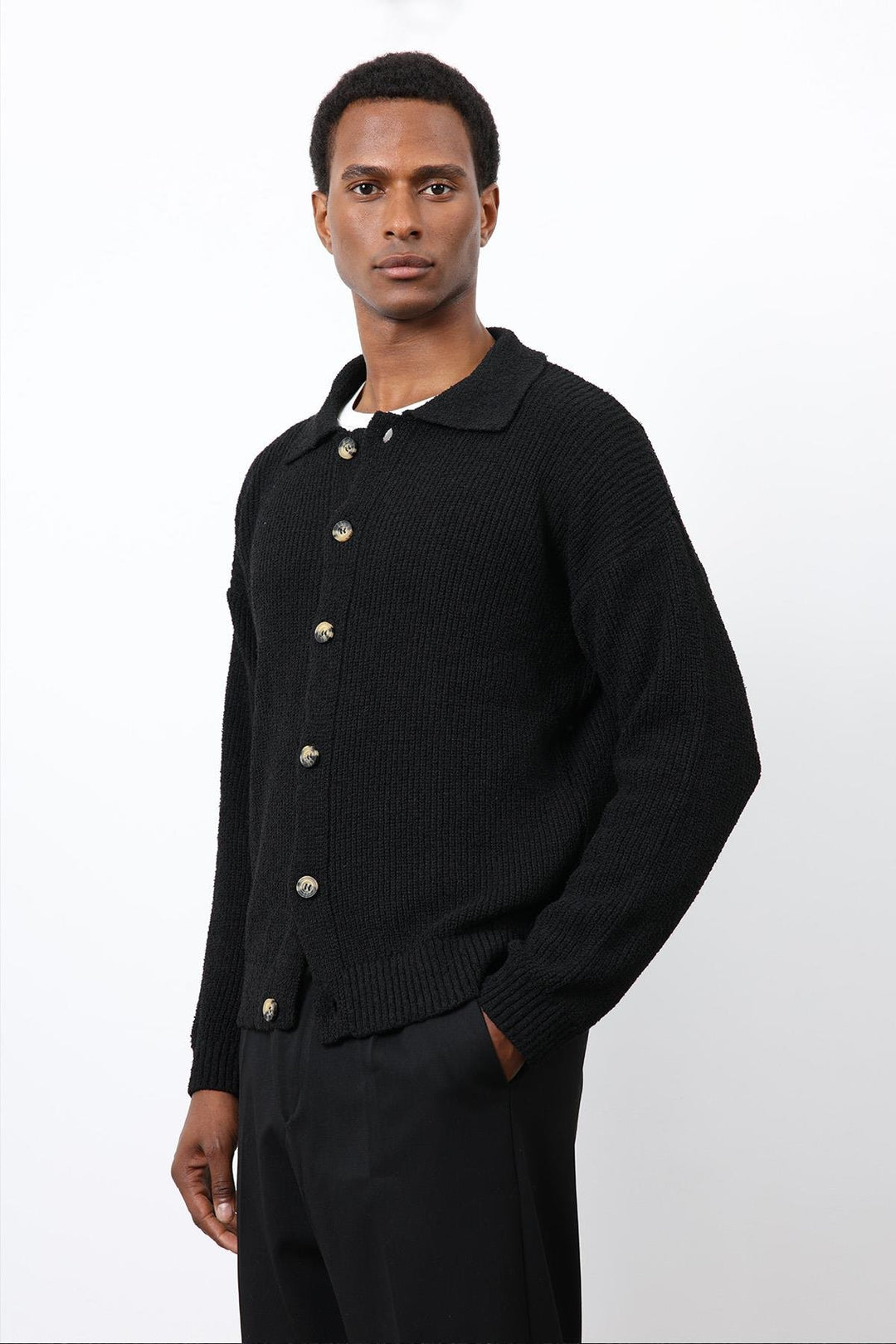 ANT Antioch Siyah Örme Triko Erkek Hırka - Leyland