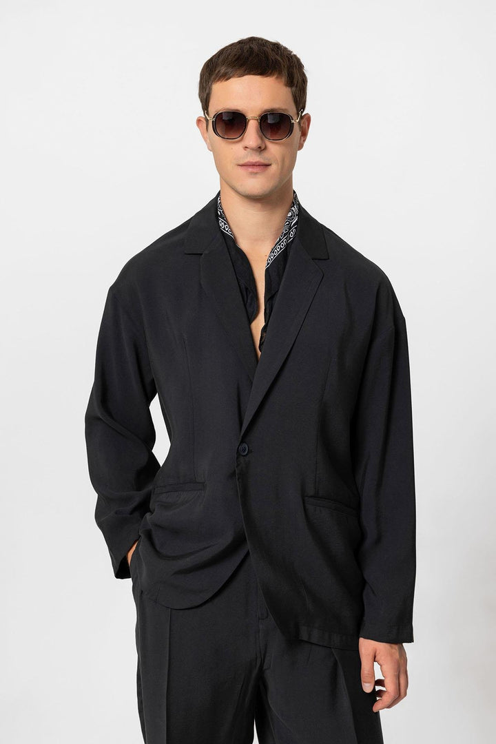 ANT Antioch Black Oversize Unlined Men's Blazer Jacket - Pavlohrad