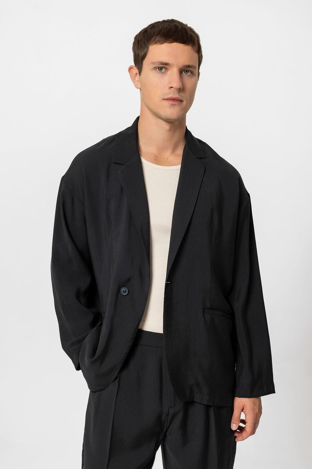 ANT Antioch Black Oversize Unlined Men's Blazer Jacket - Pavlohrad