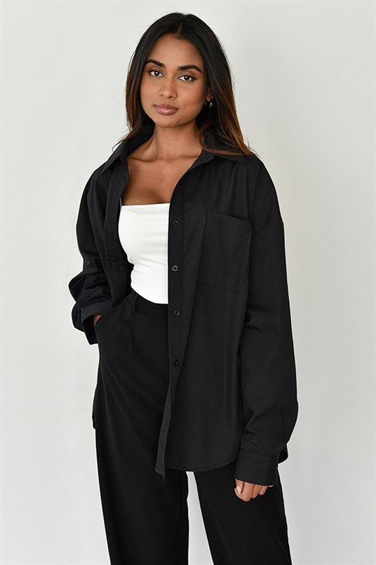 MDX Black Oversize Basic Pocket Poplin Shirt MG1530 - Nijkerk