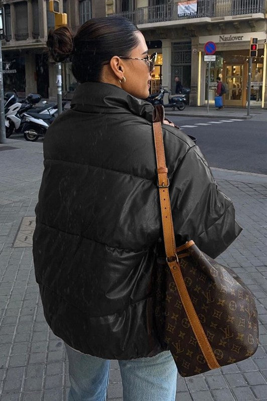 MDX Black Oversize Basic Leather Jacket MG1387 - Jiquílpan de Juárez