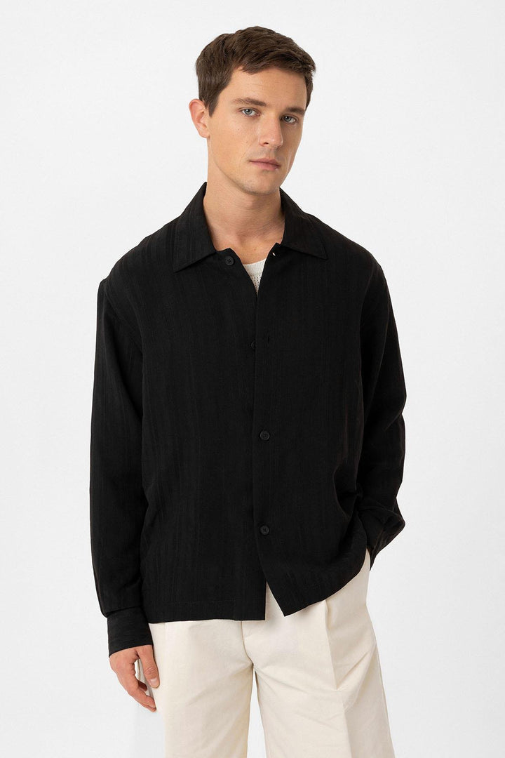 ANT Antioch Black Oversized Textured Men's Shirt - Heroica Nogales