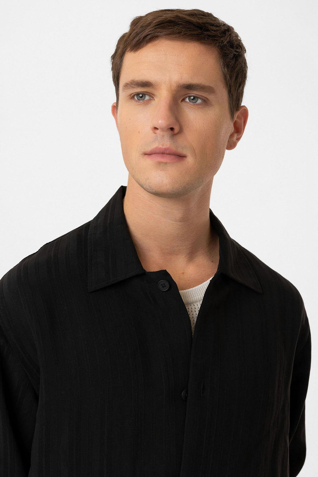 ANT Antioch Black Oversized Textured Men's Shirt - Heroica Nogales