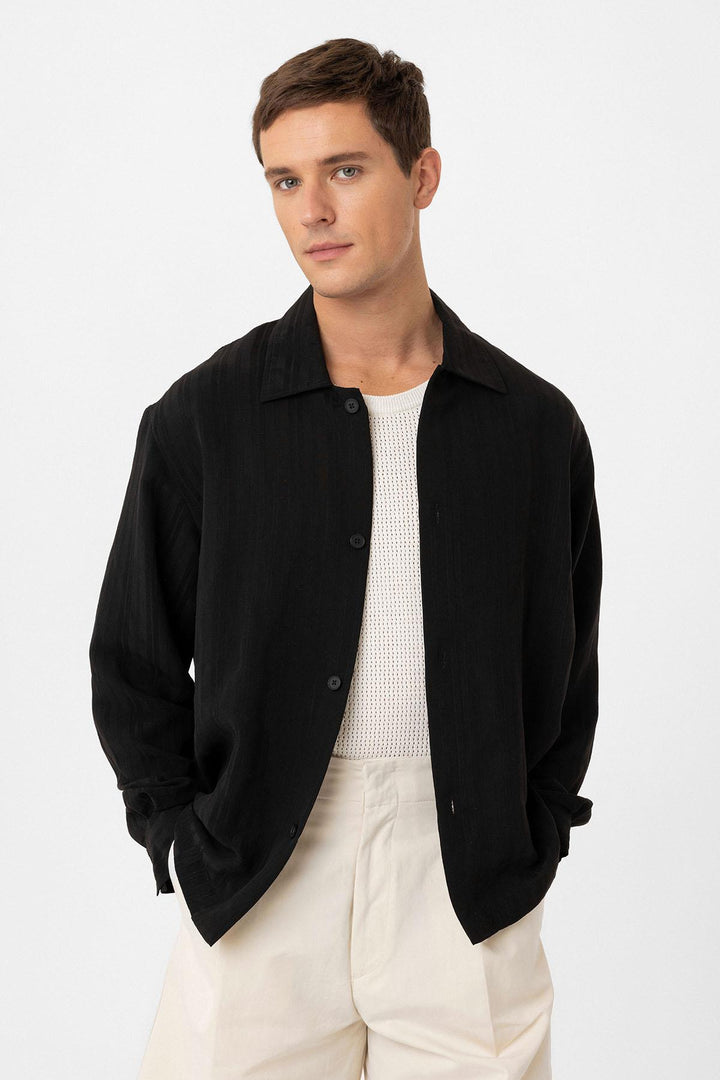 ANT Antioch Black Oversized Textured Men's Shirt - Heroica Nogales