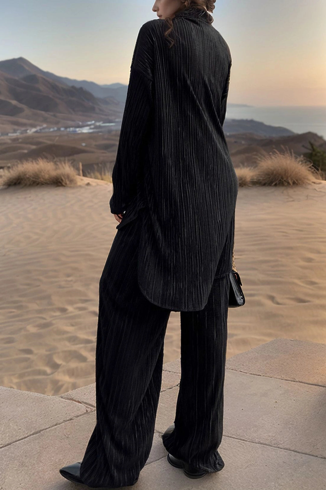 Black Oversized Two-Piece Set BCBSK-25700-3573 - Colombes