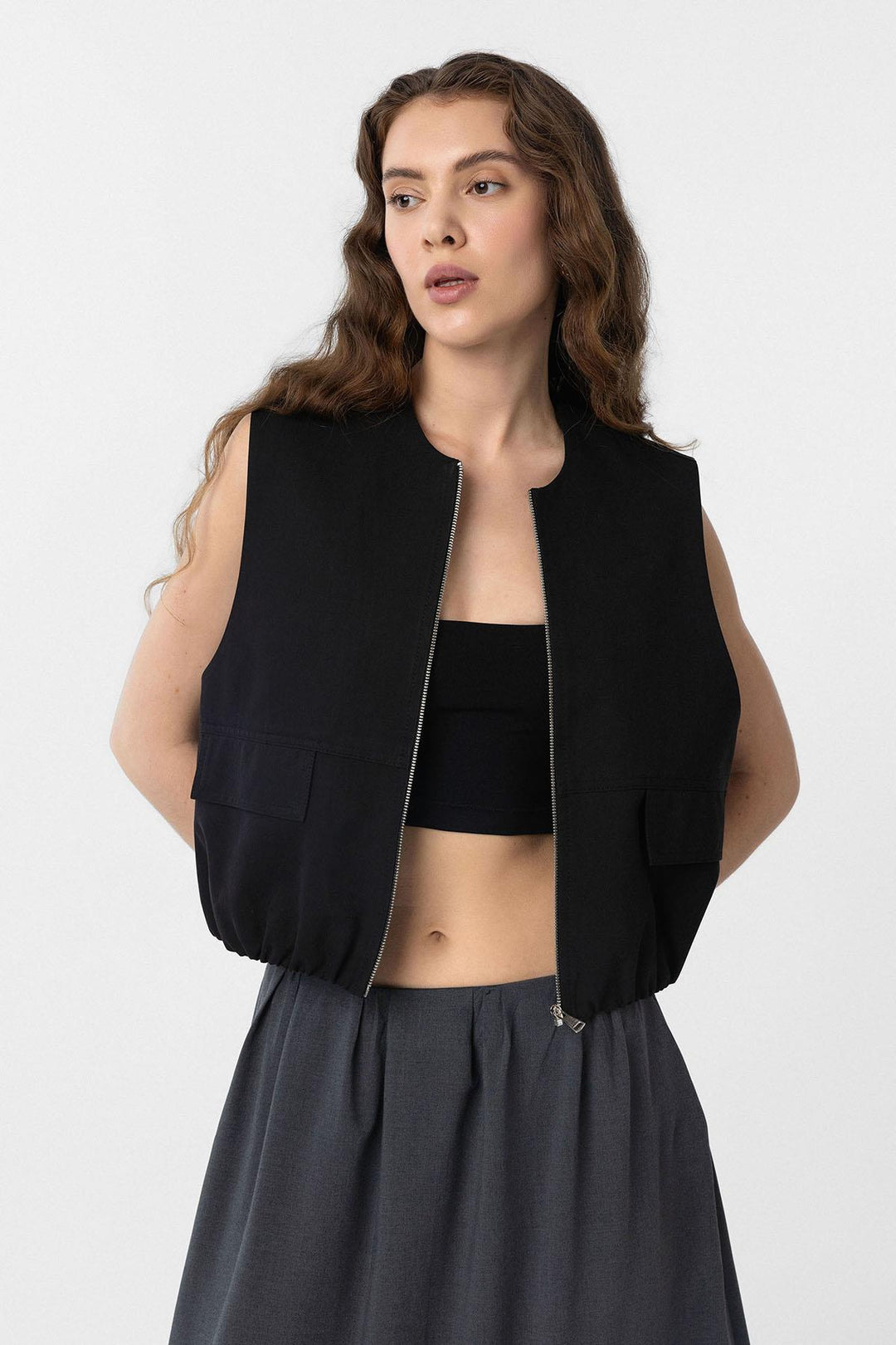 ANT Antioch Black Oversized Women's Vest - Deva