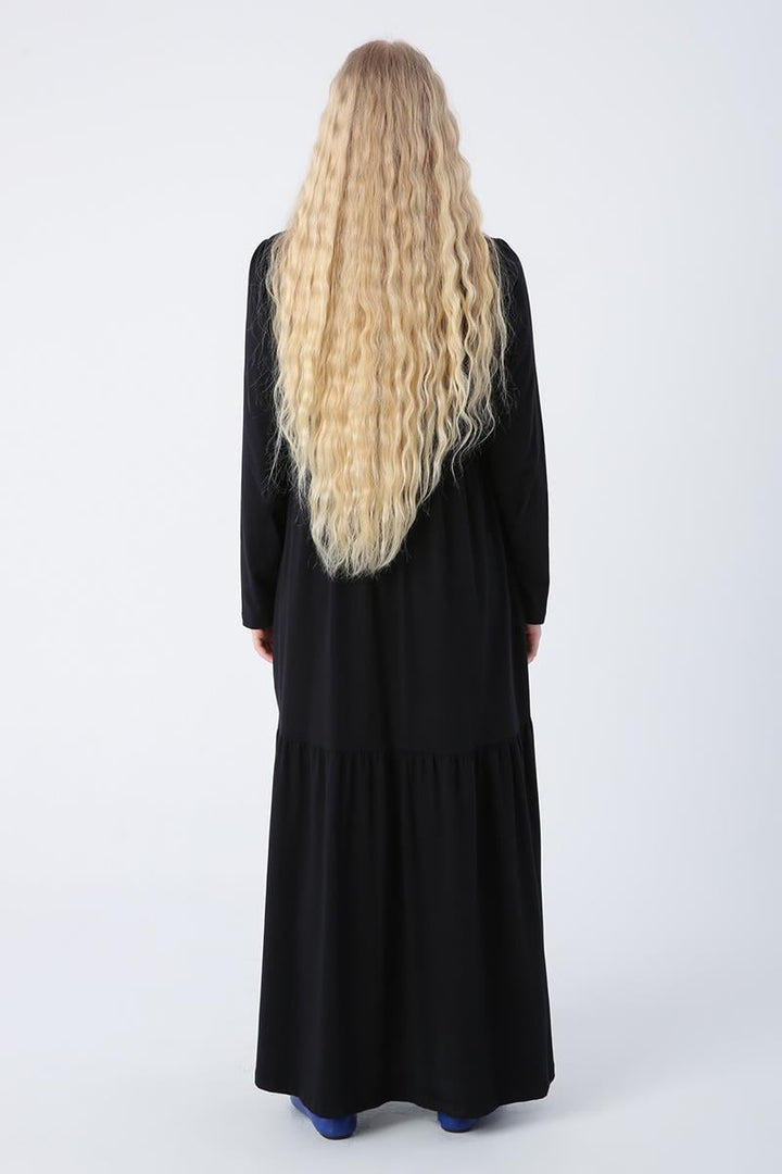 TLD Women Allday Black Cotton Frilled Pocketed Jersey Dress - Lissone
