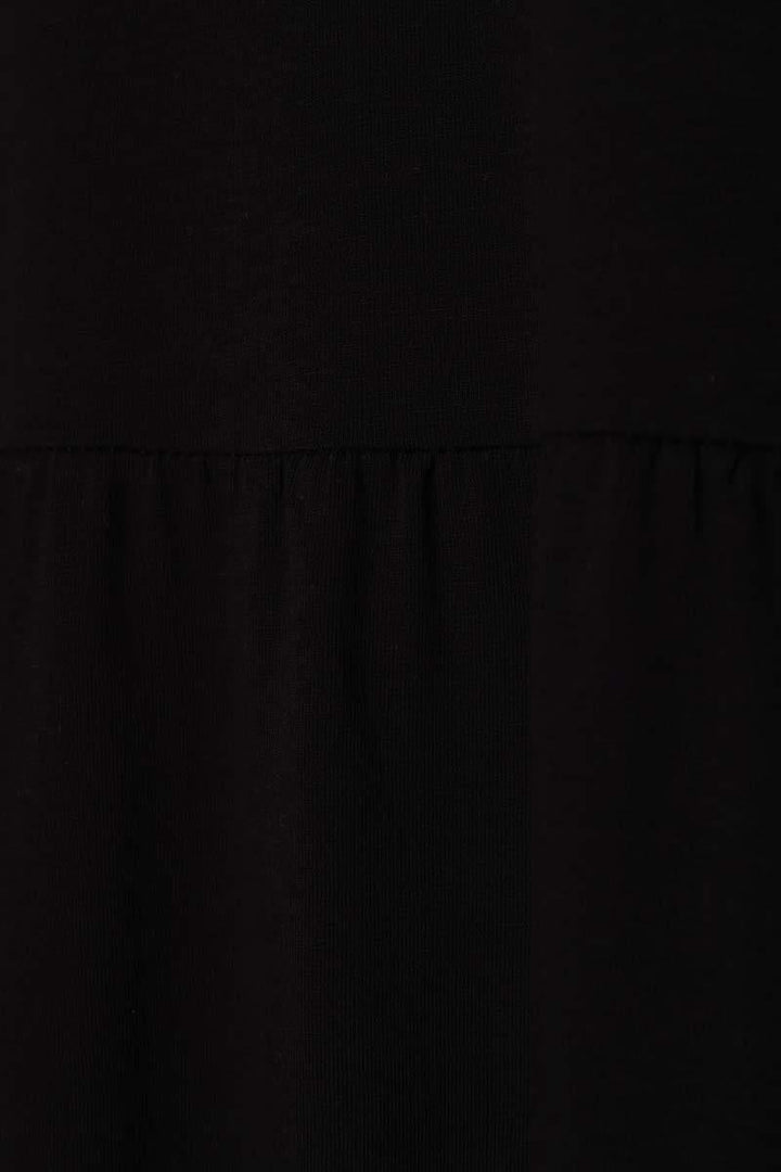 TLD Women Allday Black Cotton Frilled Pocketed Jersey Dress - Lissone