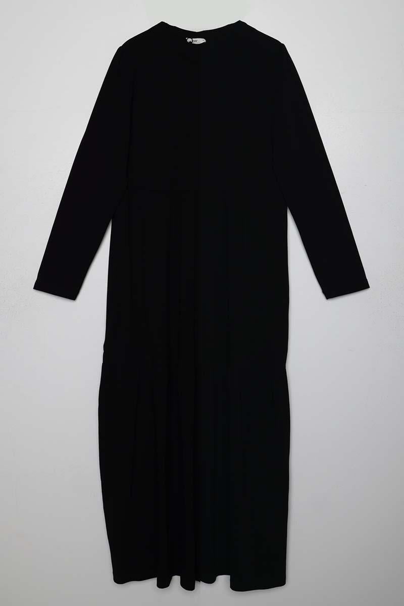 TLD Women Allday Black Cotton Frilled Pocketed Jersey Dress - Lissone