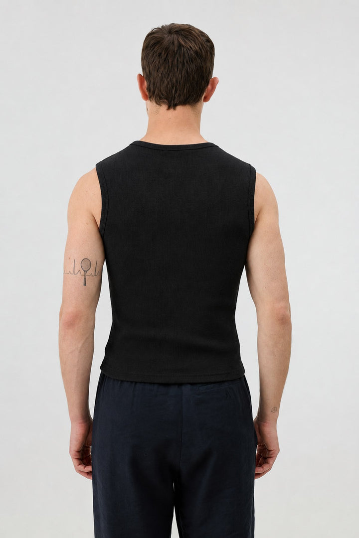 ANT Antioch Siyah Pamuklu Kolsuz Erkek T-Shirt - Viersen