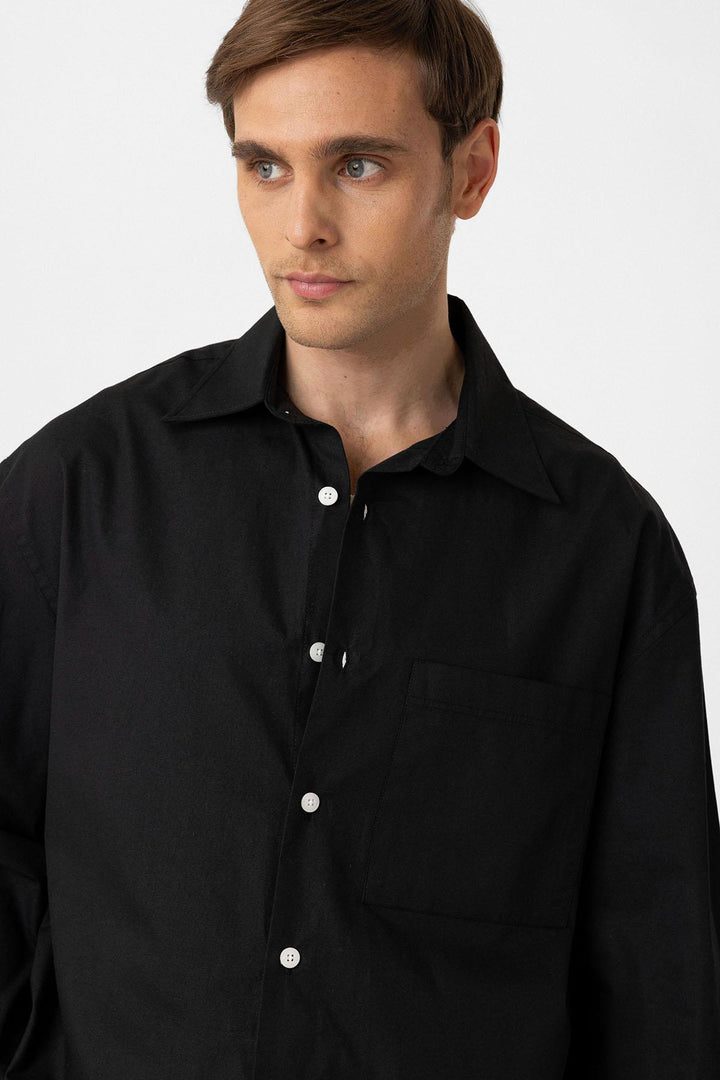 ANT Antioch Black Cotton Relaxed Fit Men's Shirt - Fleet
