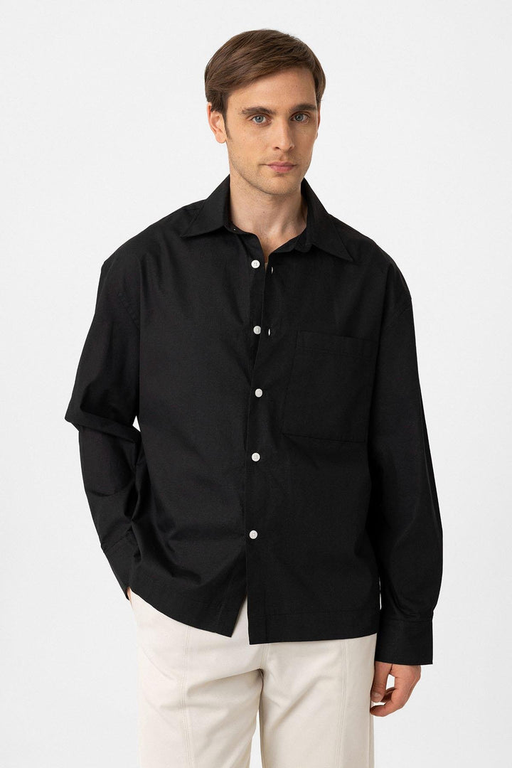 ANT Antioch Black Cotton Relaxed Fit Men's Shirt - Fleet