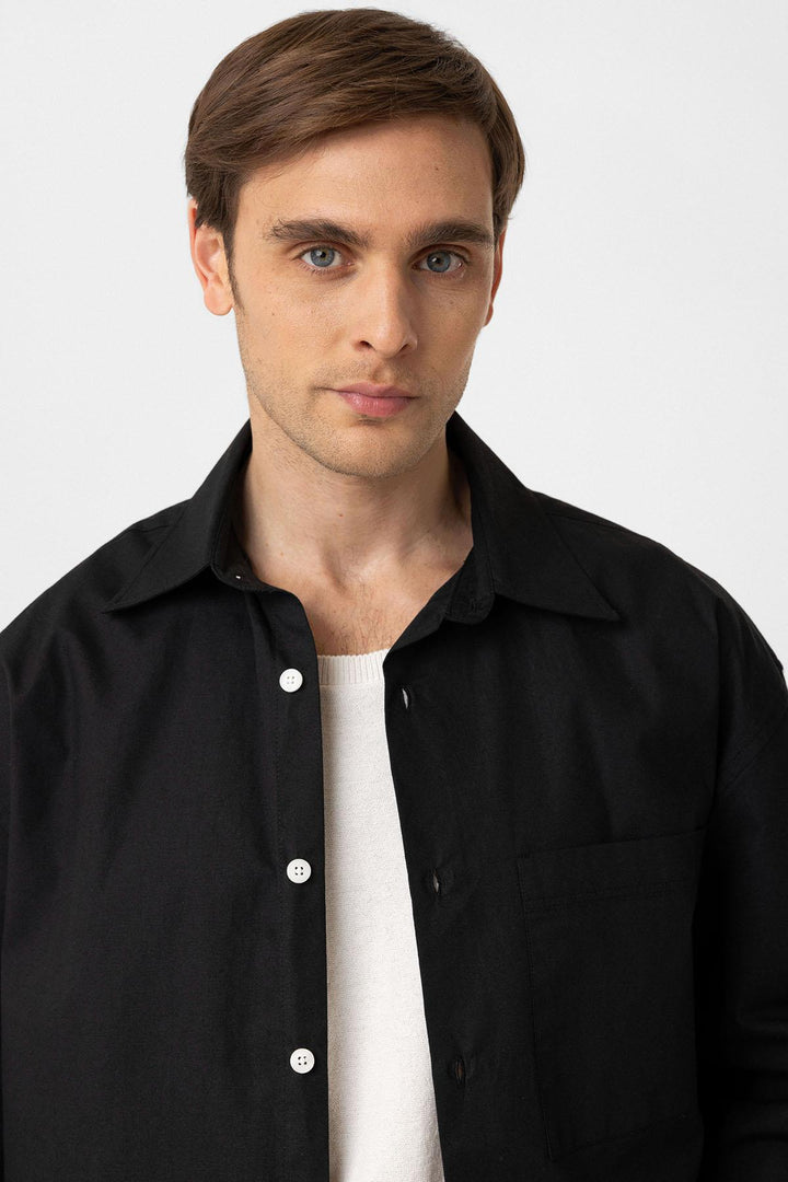 ANT Antioch Black Cotton Relaxed Fit Men's Shirt - Fleet