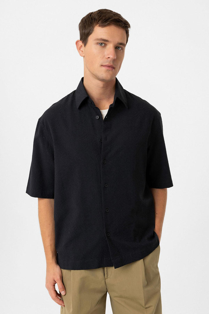 ANT Antioch Black Cotton Relaxed Short Sleeve Men's Shirt - Hanau