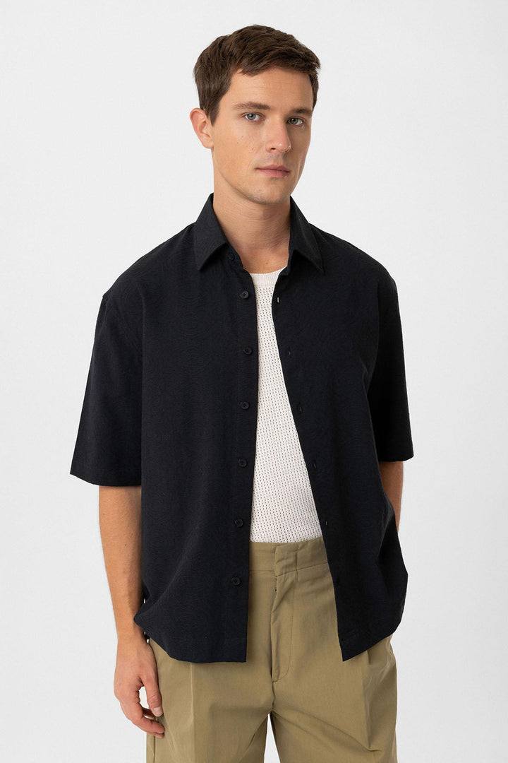 ANT Antioch Black Cotton Relaxed Short Sleeve Men's Shirt - Hanau