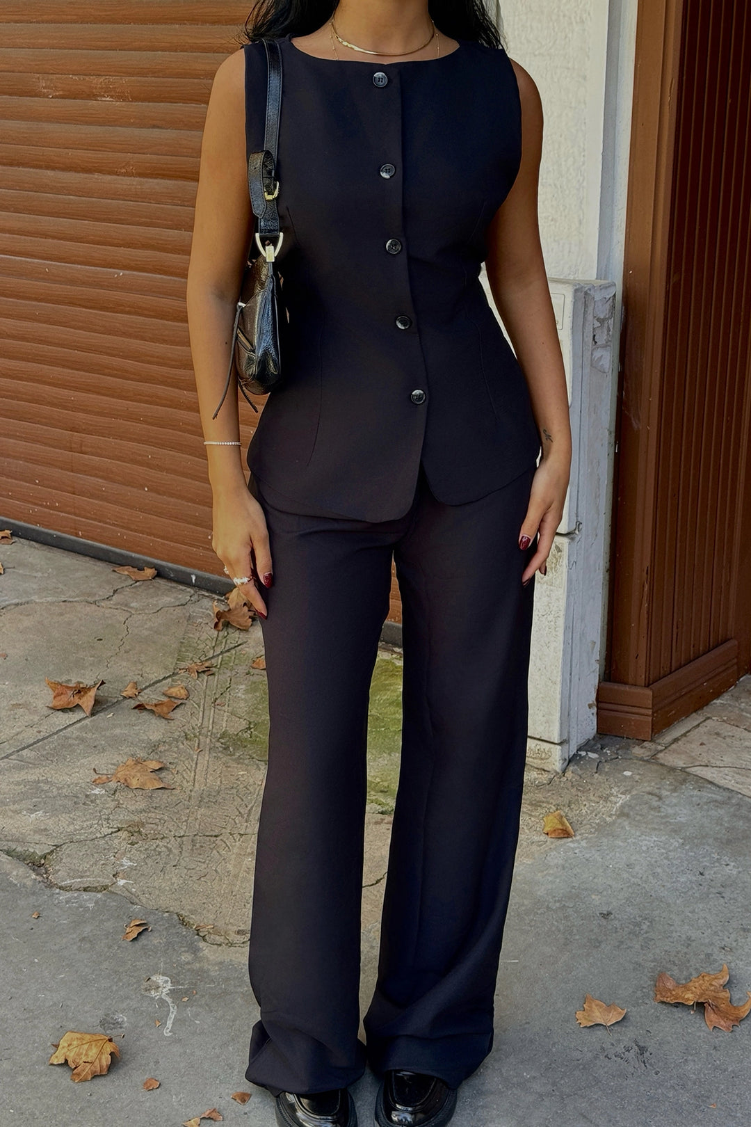 EYY Women Black Lace-Up High Waisted Two Piece Set - Manassas