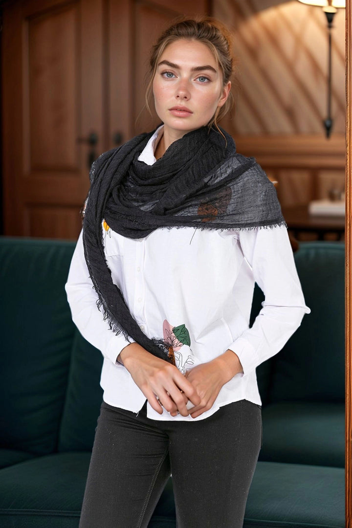 Black Pareo Shawl BCNSV-2513479 - Oak Lawn