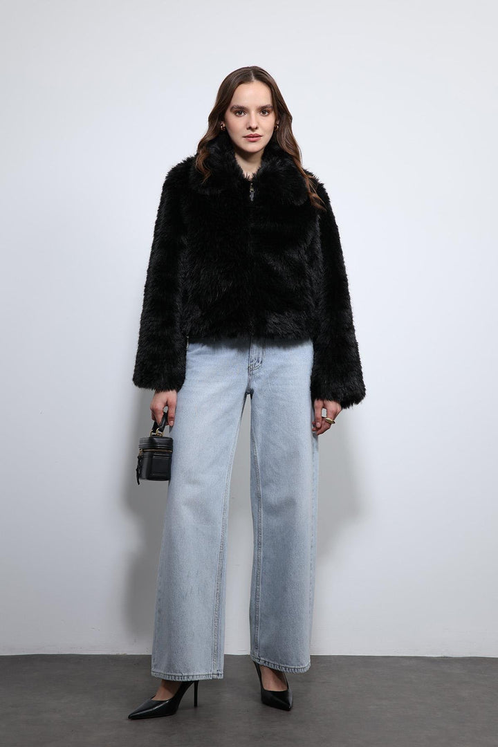 ANT Antioch Black Plush-Look Jacket - Arona