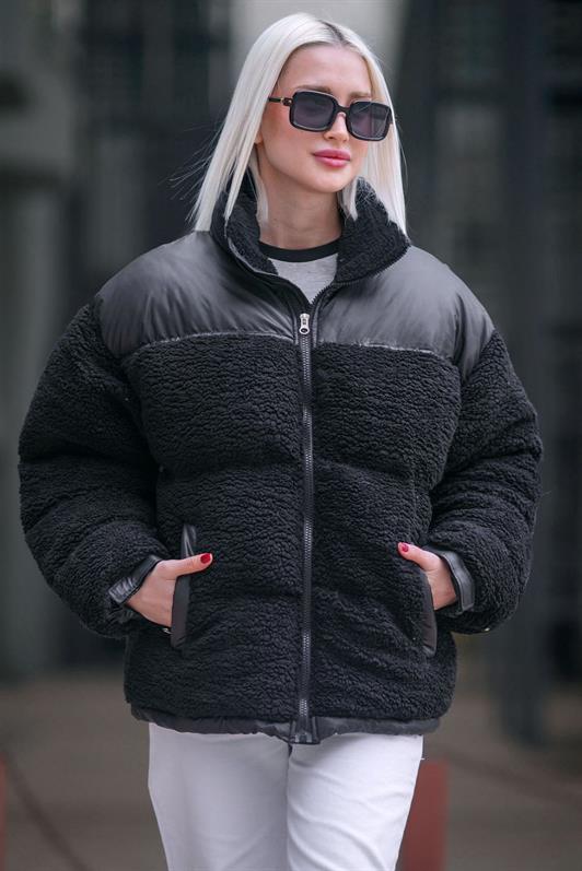 MDX Black Plush Oversize Coat MG1371 - Loulé