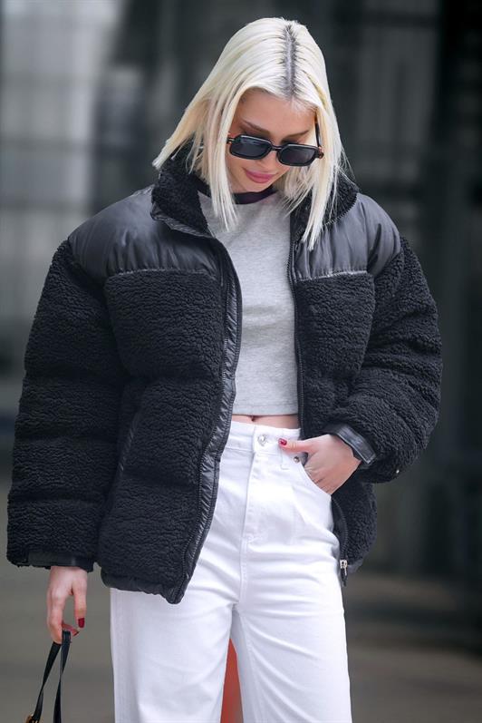 MDX Black Plush Oversize Coat MG1371 - Loulé