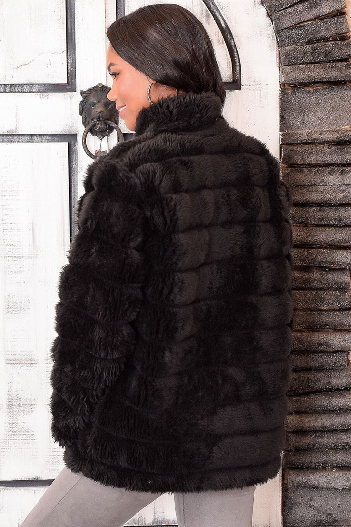 Black Plush Faux Fur Jacket BCBT-252000 - Southampton