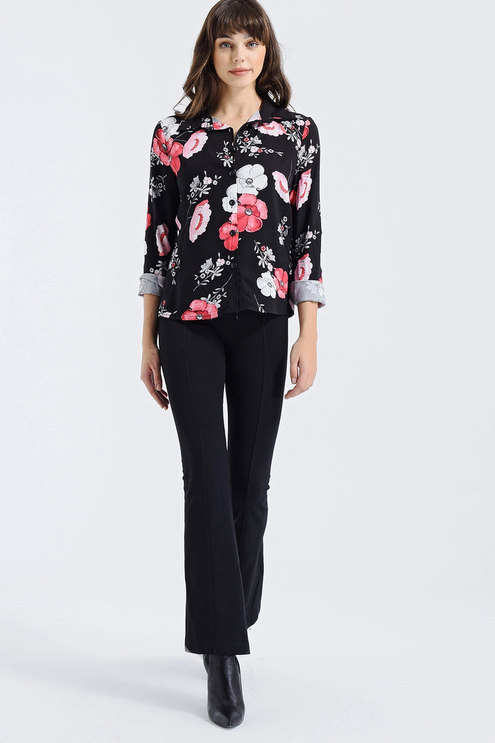 Black Pink Long Sleeve Buttoned Oversized Shirt BCBSK-25700-2711 - Tizimín