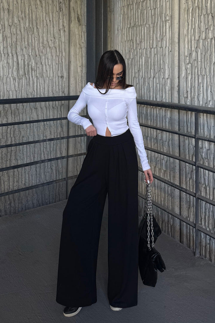 Black Pile Detailed Spanish Ultra Soft Fabric Trousers BCDF-25P0002 - Montgomery Village