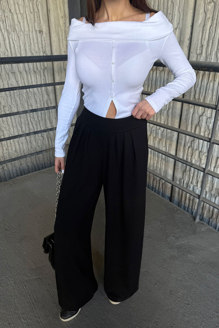 Black Pile Detailed Spanish Ultra Soft Fabric Trousers BCDF-25P0002 - Montgomery Village