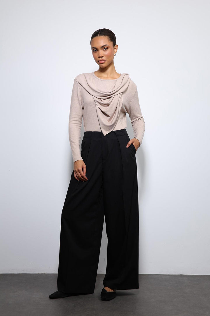 ANT Antioch Black Pleated Wide Leg Women's Pants - Wolfenbüttel