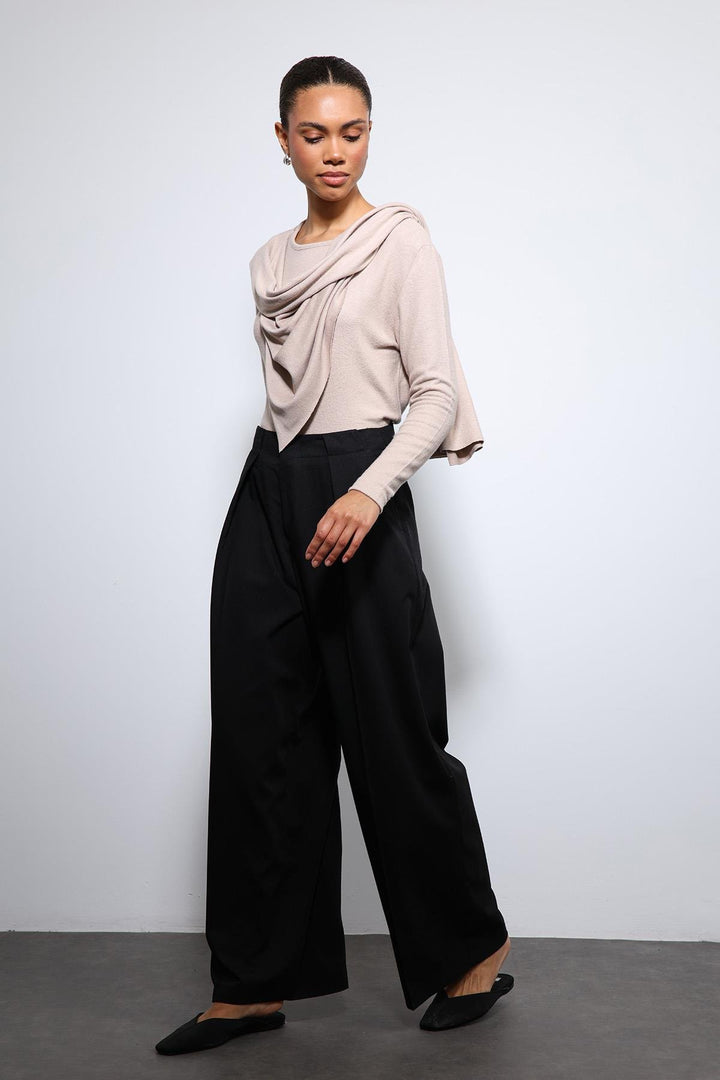 ANT Antioch Black Pleated Wide Leg Women's Pants - Wolfenbüttel