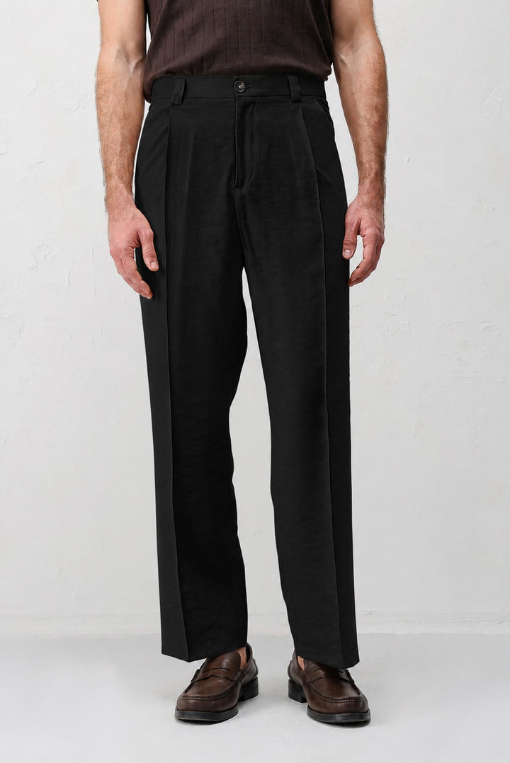 ANT Antioch Siyah Pileli Relaxed Fit Erkek Pantolon - Grenoble