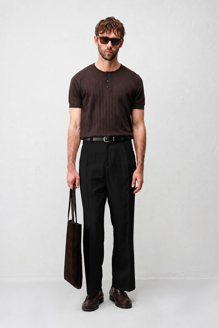 ANT Antioch Siyah Pileli Relaxed Fit Erkek Pantolon - Grenoble