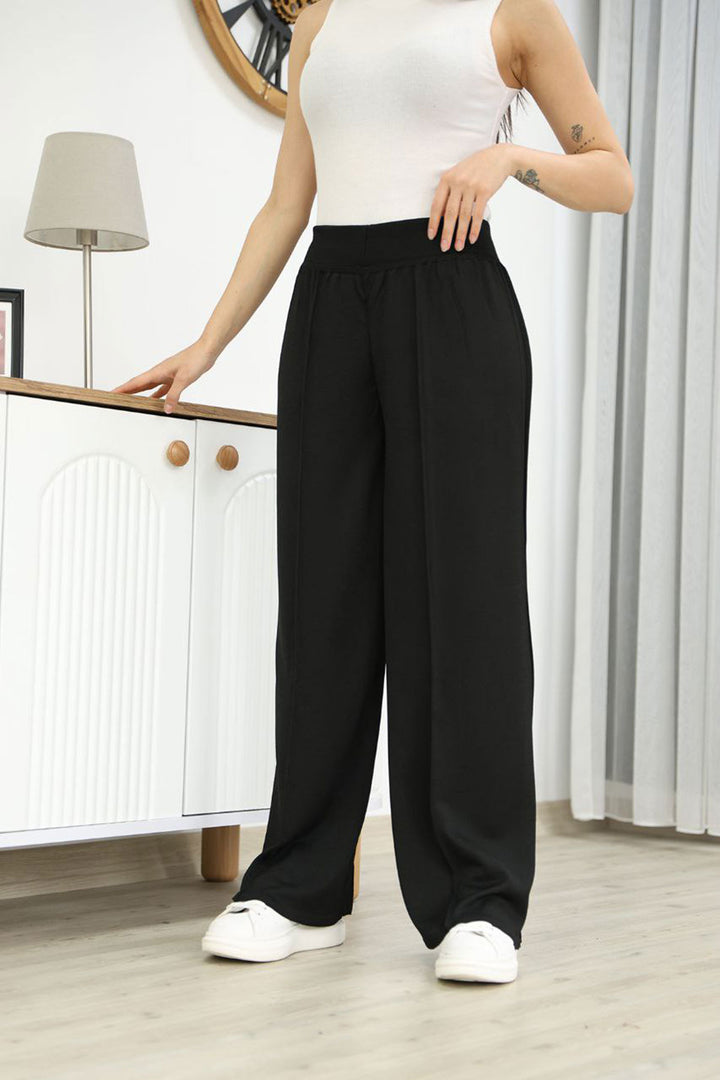 Black Pleated Knit Pants BCES-252035 - Bethlehem