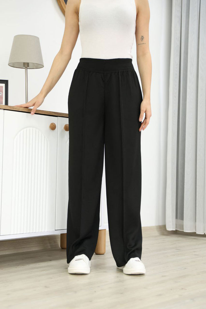 Black Pleated Knit Pants BCES-252035 - Bethlehem
