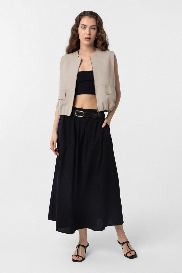 ANT Antioch Black Buttoned Women's Midi Skirt - Bridgewater