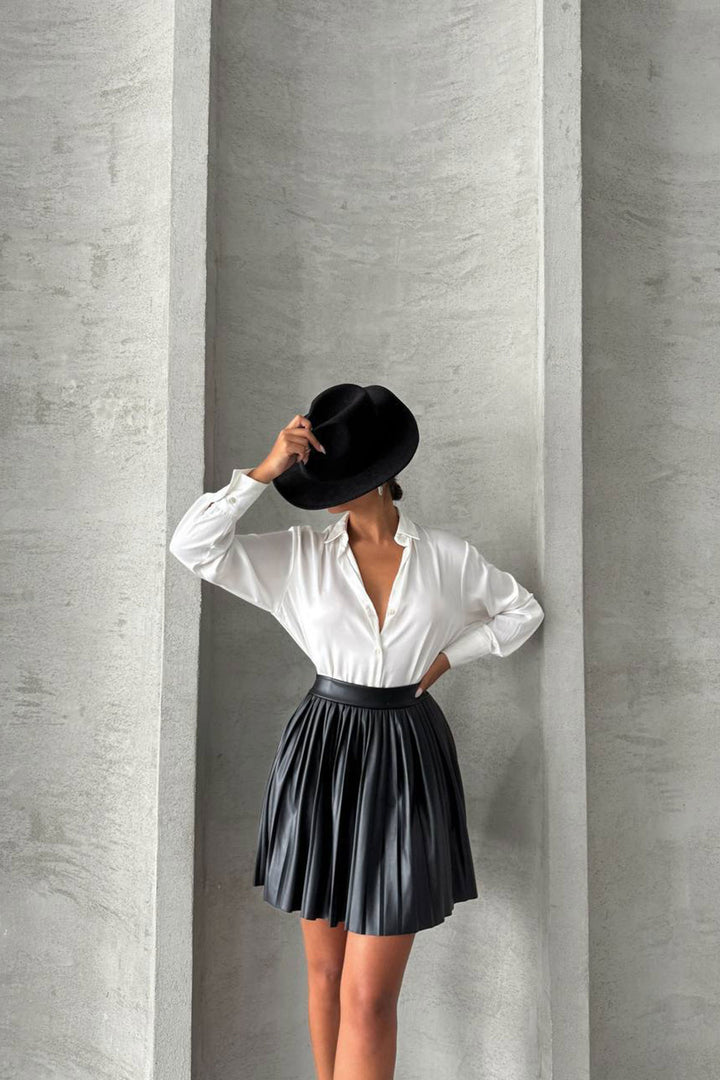 Black Pleated High Waist Skirt BCHN-25261564 - Louisville