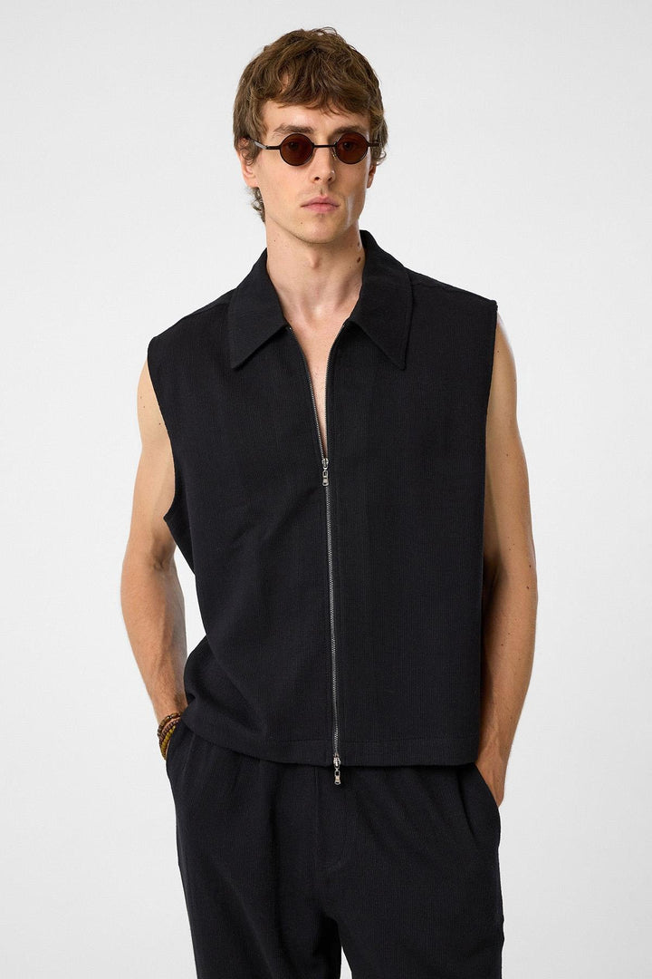 ANT Antioch Black Polo Neck Men's Vest - Aurich