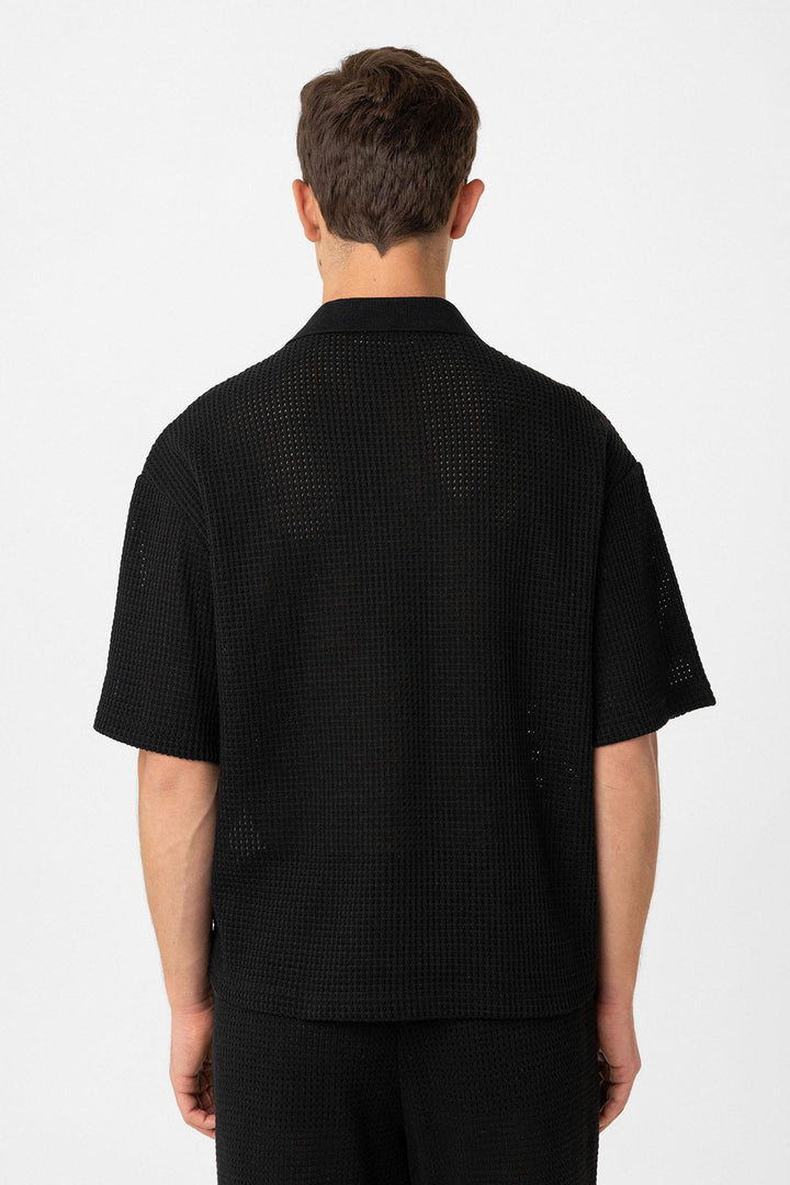 ANT Antioch Black Polo Neck Relaxed Fit Men's T-Shirt - Reston