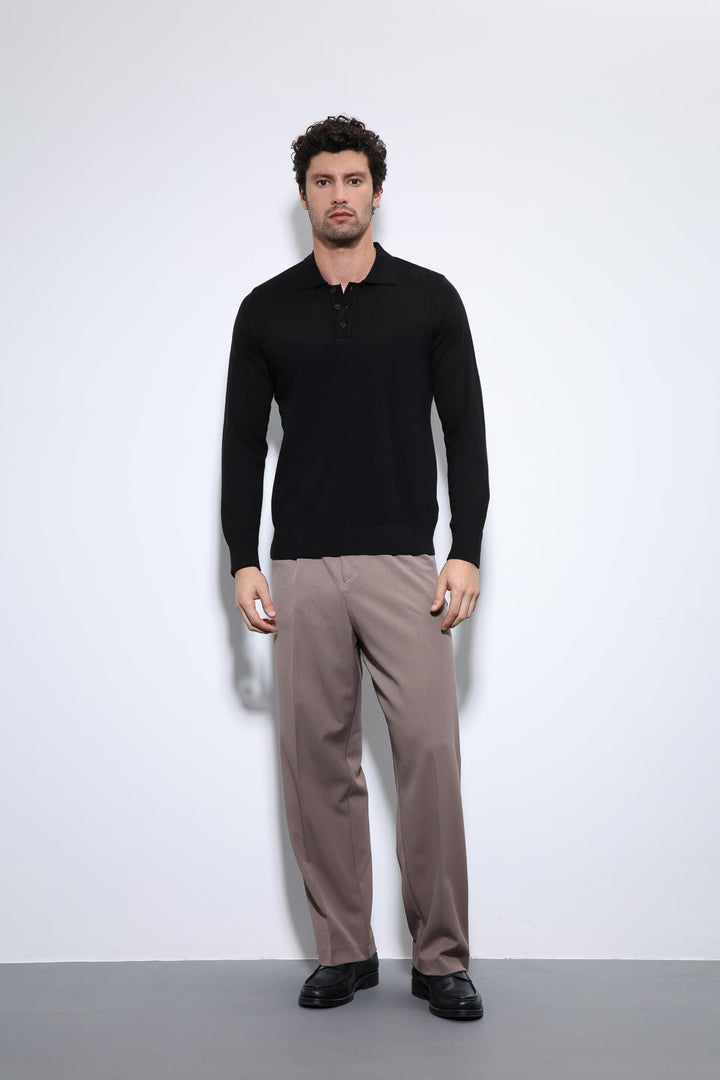 ANT Antioch Black Polo Neck Men's Sweater - Anchorage