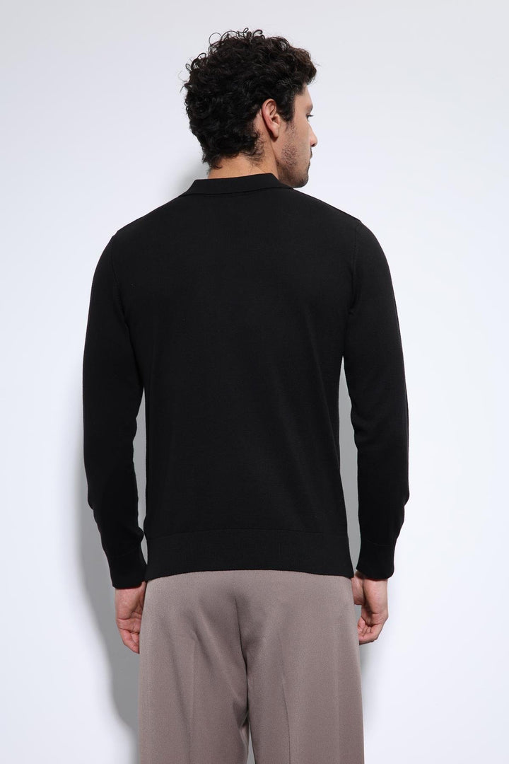 ANT Antioch Black Polo Neck Men's Sweater - Anchorage