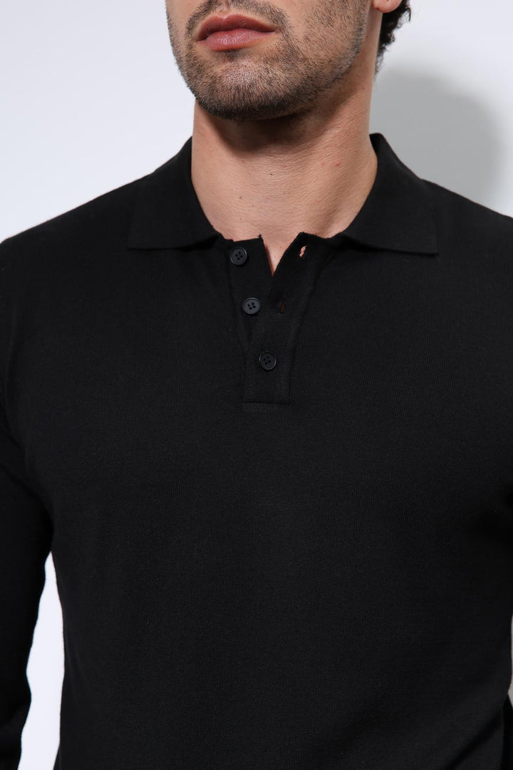 ANT Antioch Black Polo Neck Men's Sweater - Anchorage