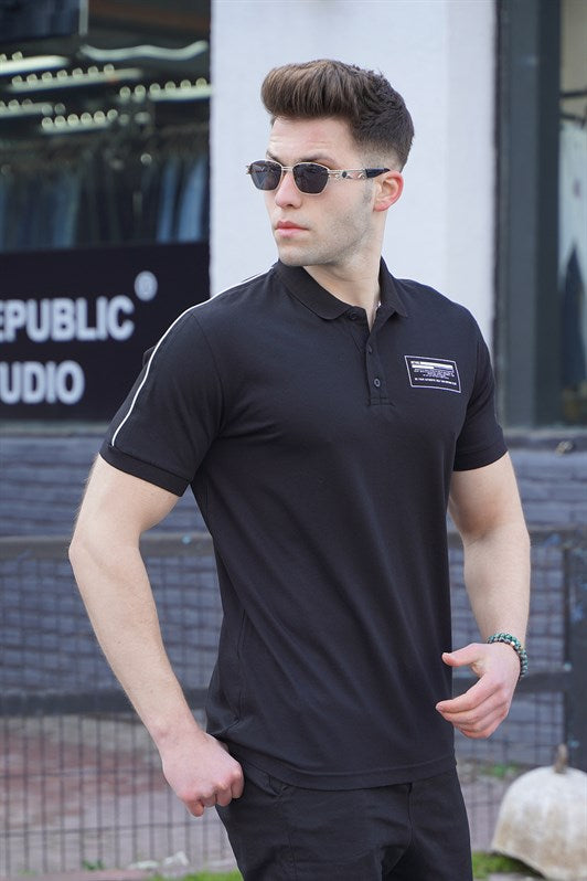 MDX Black Polo Neck Men's T-shirt - Vale de Cavalos